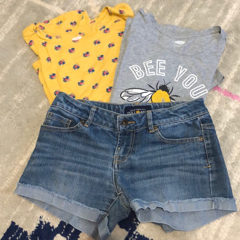 Long Sleeve, Teeshirt and a Pair of Jean Shorts